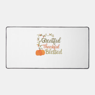 Grateful Thankful Blessed Fall Quote Autumn Thank Desk Mat