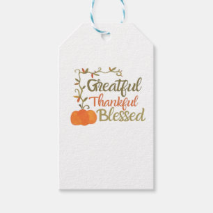 Grateful Thankful Blessed Fall Quote  Autumn Thank Gift Tags