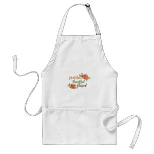 Grateful, Thankful, Blessed Floral Typography Standard Apron