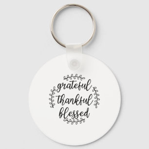 Grateful Thankful Blessed Key Ring