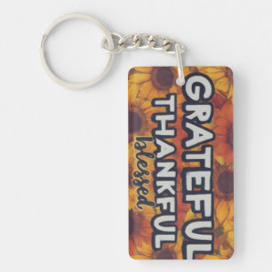 Grateful, Thankful, Blessed Keychain
