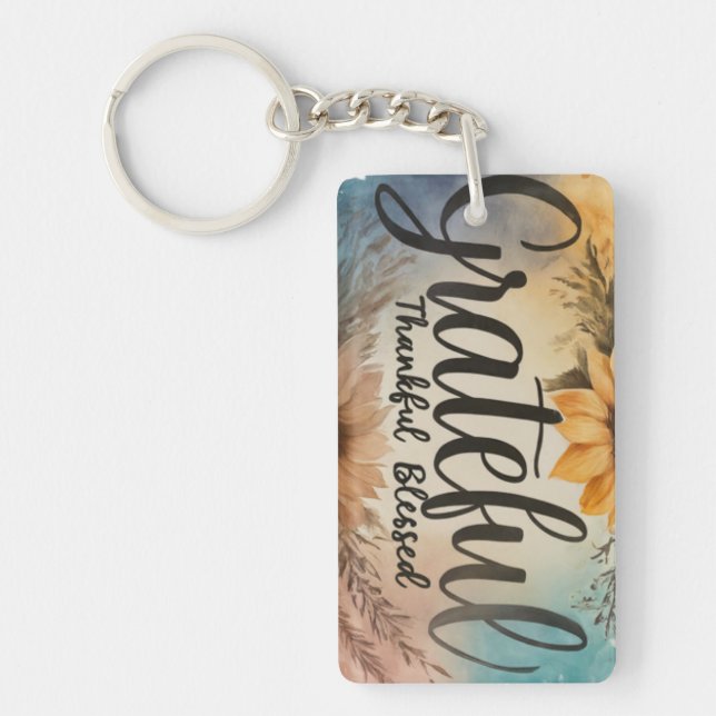 Grateful, Thankful, Blessed Keychain (Front)