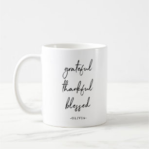 Grateful Thankful Blessed   Modern Typography Coffee Mug