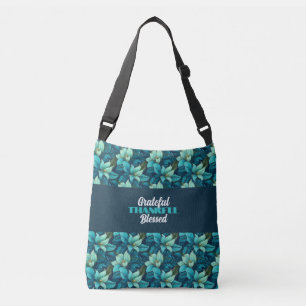 "Grateful, Thankful, Blessed" Navy Turquoise Crossbody Bag