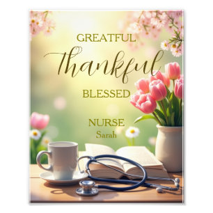 Grateful Thankful Blessed Nurse Personalised Photo Print