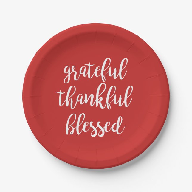 GRATEFUL THANKFUL BLESSED | PAPER PLATE (Front)
