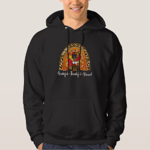 Grateful Thankful Blessed Rainbow Turkey Thanksgiv Hoodie