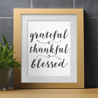 Grateful Thankful Blessed Rustic Script