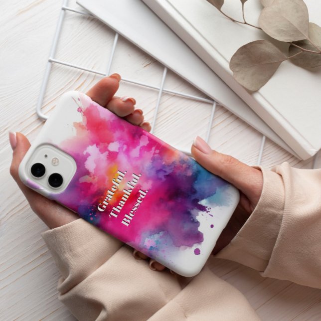 Grateful. Thankful. Blessed. Splashes iPhone case (Grateful. Thankful. Blessed. Splashes iPhone case)