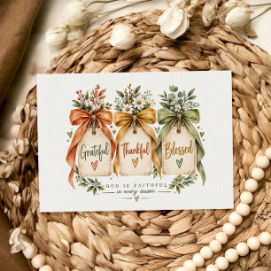 Grateful Thankful Blessed Thanksgiving Card