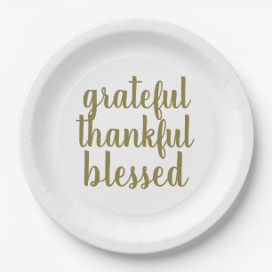 Grateful thankful blessed Thanksgiving holiday mod Paper Plate