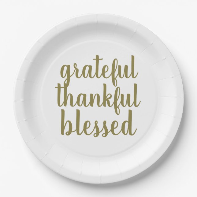 Grateful thankful blessed Thanksgiving holiday mod Paper Plate (Front)