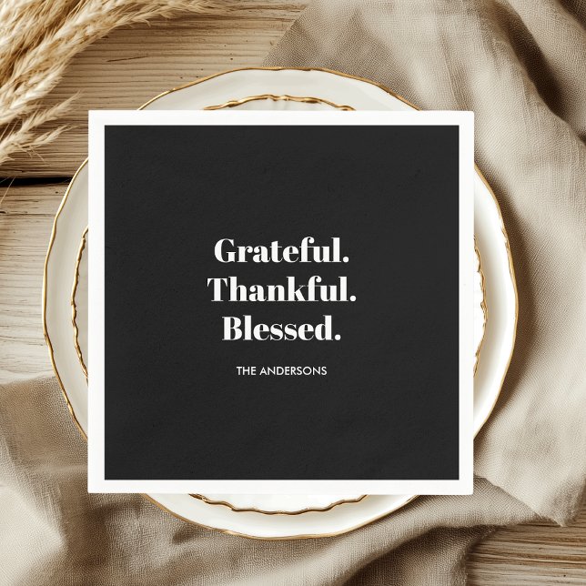 Grateful Thankful Blessed Thanksgiving  Napkin (Creator Uploaded)