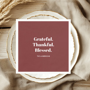 Grateful Thankful Blessed Thanksgiving  Napkin