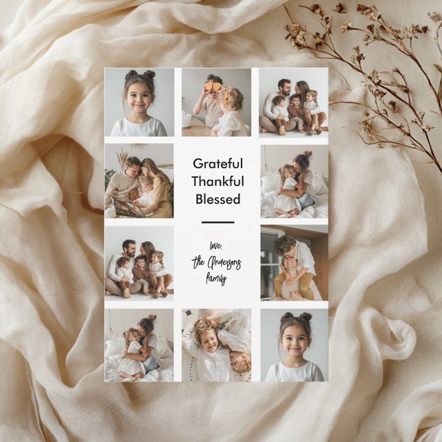 Grateful Thankful Blessed Thanksgiving Photos Invitation (Creator Uploaded)
