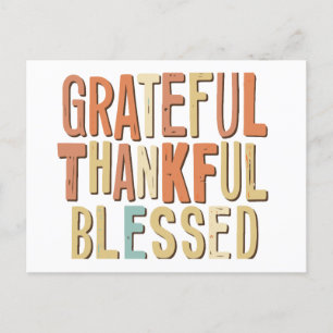 Grateful Thankful Blessed Thanksgiving Postcard