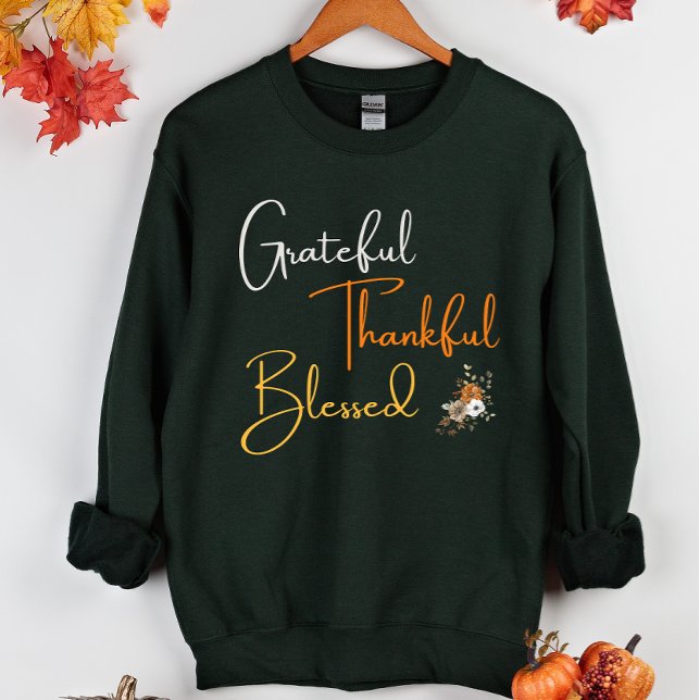 Grateful Thankful Blessed Thanksgiving white T-Shirt (Creator Uploaded)