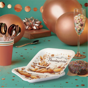 Grateful Thankful Festive Thanksgiving 7 inch  Paper Plate