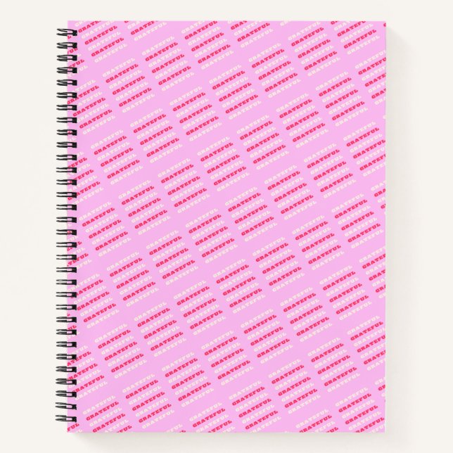 Grateful, Thankful, Gratitude Quote, Pink, Holiday Notebook (Front)