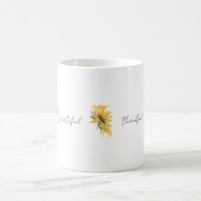 Grateful Thankful Sunflower Coffee Mug (Center)