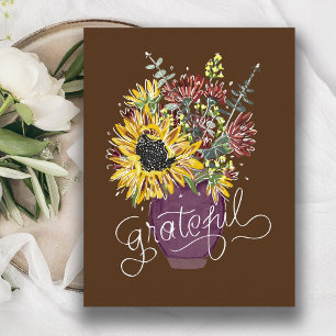 Grateful Thanksgiving Bouquet Holiday Postcard