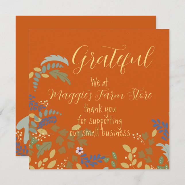 Grateful Thanksgiving Business Holiday Card (Front/Back)