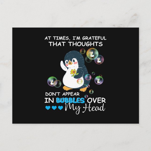 Grateful That Thoughts Don't Appear In Bubble Over Postcard (Front)