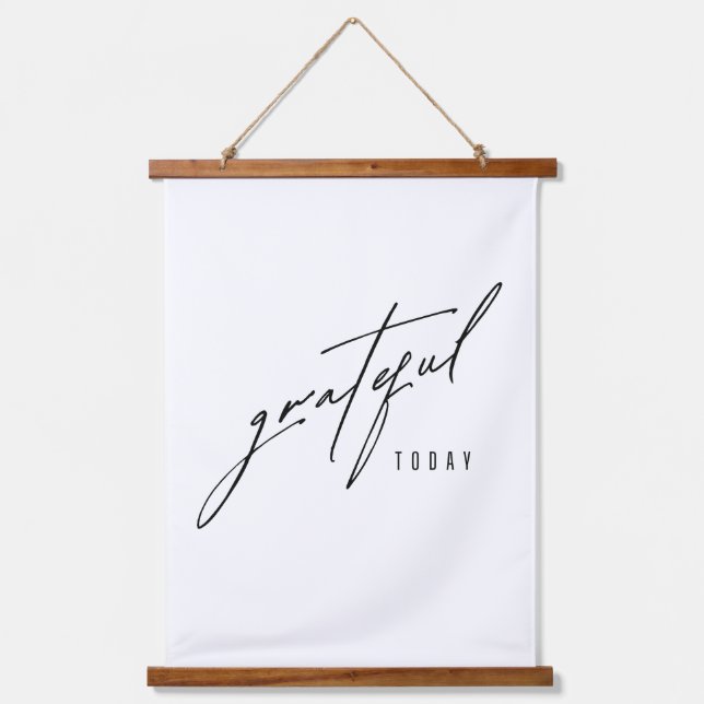 grateful today. Wood Topped Wall Tapestry (Front)