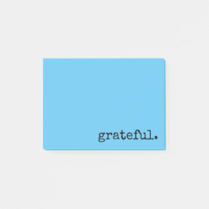 grateful typography blue post-it notes