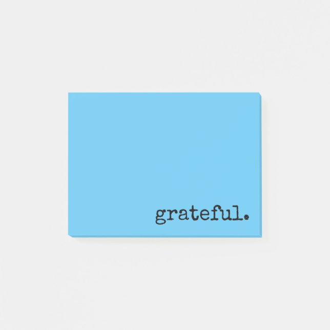 grateful typography blue post-it notes (Front)