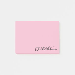 grateful typography pink post-it notes