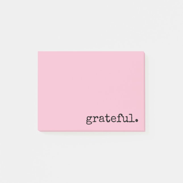 grateful typography pink post-it notes (Front)