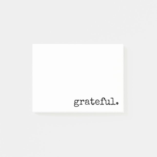 grateful typography white post-it notes (Front)