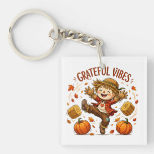 Grateful Vibes Scarecrow Autumn Key Ring