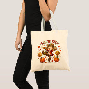 Grateful Vibes Scarecrow Autumn Tote Bag