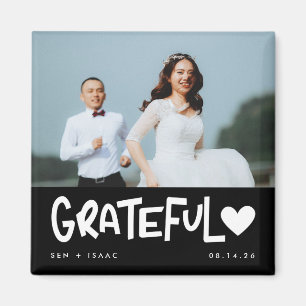 Grateful Wedding Photo Thank You Magnet