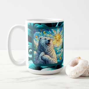 Grateful Whimsical Polar Bear Faux Stained Glass Coffee Mug