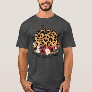 Gratefull Thankful Blessed Leopard Pumpkin Fall Th T-Shirt