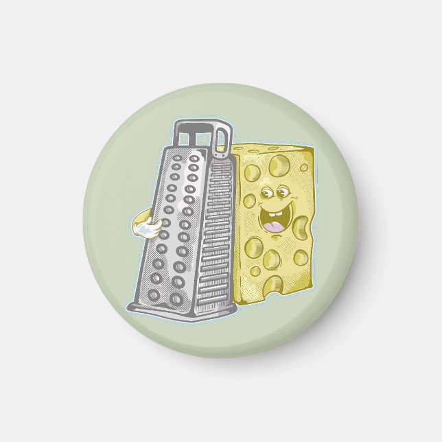Grating cheese with a grater Funny food Magnet (Front)