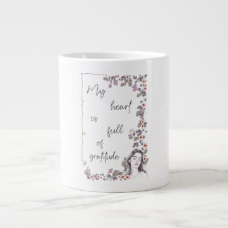 Gratitude Affirmation. Floral Positive Mindset Large Coffee Mug