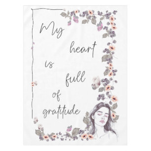 Gratitude Affirmation. Floral Positive Mindset Tablecloth