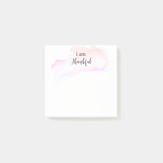 *~* Gratitude Affirmation Ombre Pink I AM THANKFUL Post-it Notes (Front)