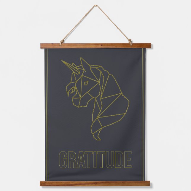 Gratitude affirmation poster of a unicorn horse hanging tapestry (Front)