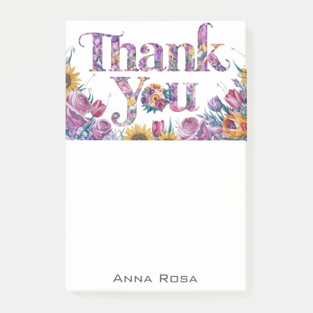 *~* Gratitude AP85 Flowers Thank You Manifesting Post-it Notes (Front)