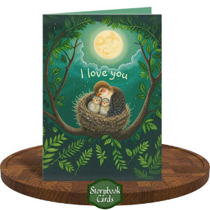 Gratitude Bird Parent Child Cuddle Moon Love Card