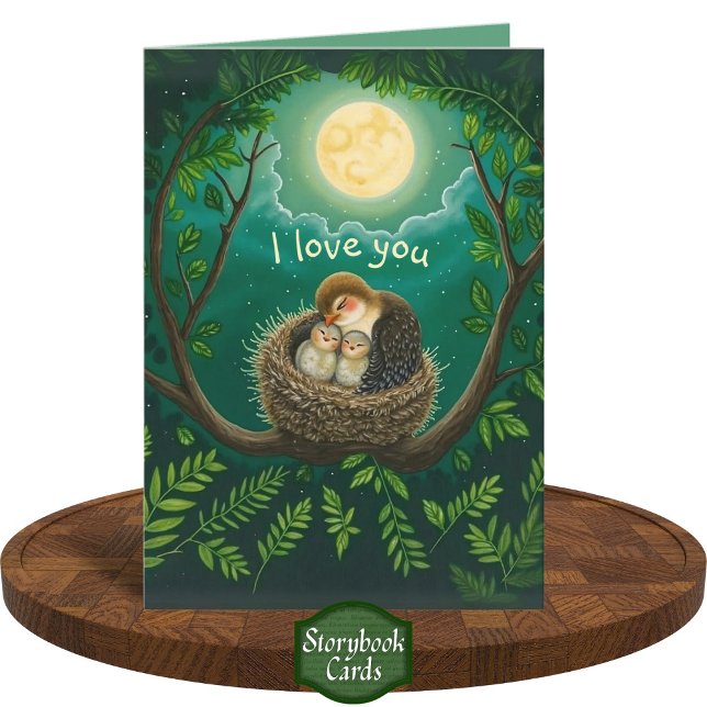 Gratitude Bird Parent Child Cuddle Moon Love Card (Creator Uploaded)