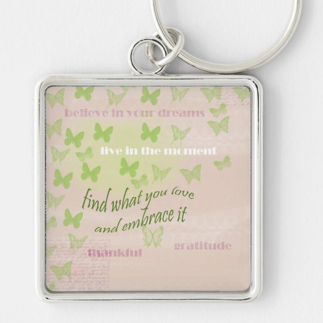 Gratitude Butterflies Key Ring (Front)