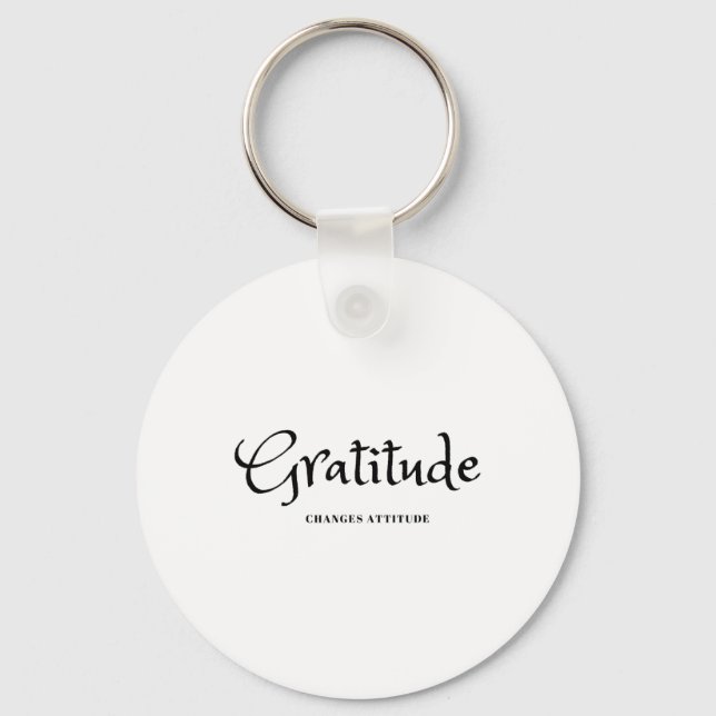 Gratitude Changes Attitude Thanksgiving Fall Seaso Key Ring (Front)