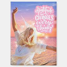 Gratitude Changes Everything Sunset Beach Poster