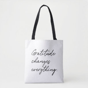 Gratitude Changes Everything Typography Tote Bag